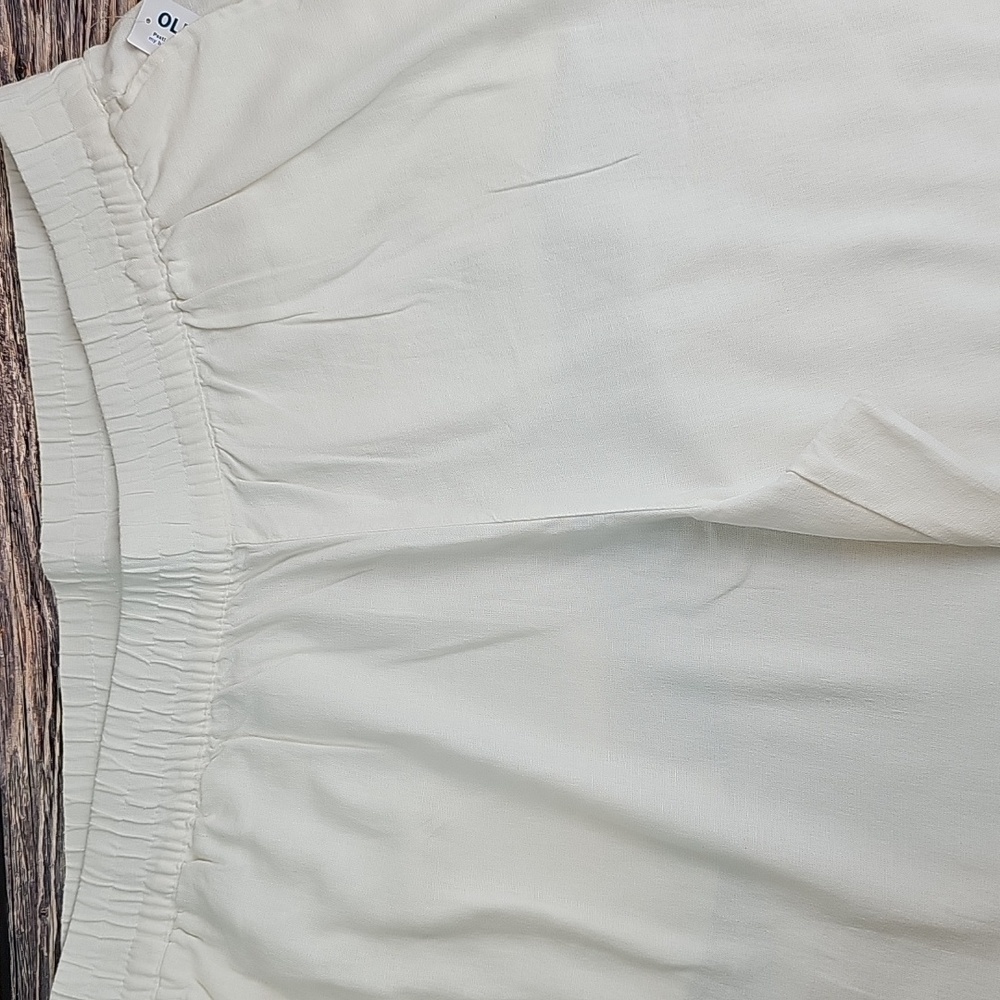 NWT OLD NAVY WHITE LINEN HIGH-RISE WIDE-LEG ELASTIC PULL-ON PANTS - Picture 2 of 11